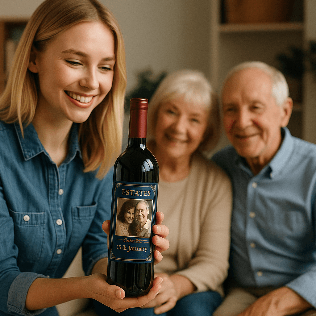 Aniversario de bodas con vino personalizado